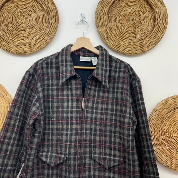 Vintage Y2K 2000s Fashion Bug Plaid Wool Zip Up Collared Cropped Jacket Medium - Picture 4 of 8
